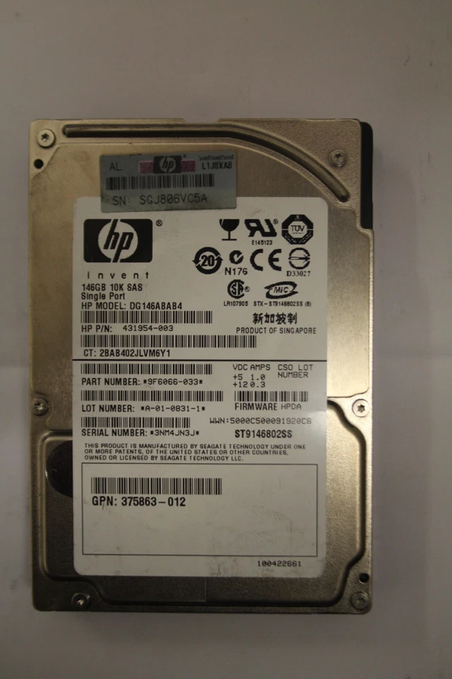 HP INVENT 10K SAS 2.5" 146GB HDD DG14ABAB4 - Immagine 1 di 1