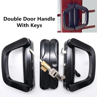 Double Side Sliding Glass Patio Door Lock Handle Security Entrance Lock Set +Key - image 1 of 4