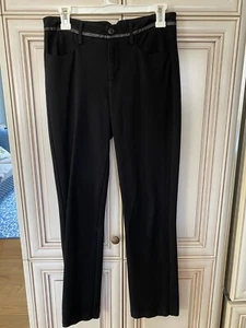 Pantalones de punto ponte de pierna recta para mujer NYDJ con ribete de cuero sintético talla 4 negros - Imagen 1 de 5