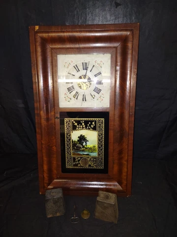 Antique Elisha Manross Wall Clock Weight Driven Clock 30 Day Clock Parts Repair Cover