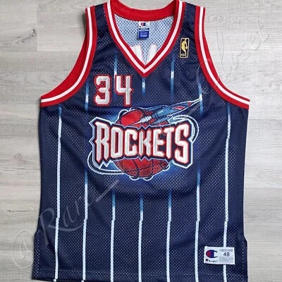 NBA JERSEY HOUSTON ROCKETS HAKEEM OLAJUWON CHAMPION AUTHENTIC SZ 48 50TH GOLD - Image 1 of 4