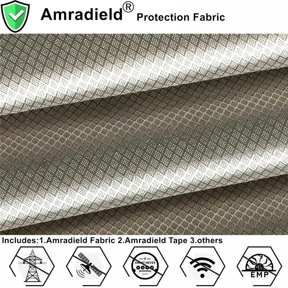 EMI/EMF/Radiation/Microwave Shielding Fabric-Silver Fiber Ripstop for Clothes - Image 1 of 4