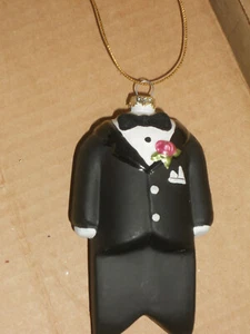 Vintage Blown Glass Tuxedo Christmas Ornament Wedding, Groom, Bestman NEW - Picture 1 of 1