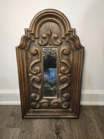 Antique Spanish Peep Mirror Hallway Narrow MCM Cover