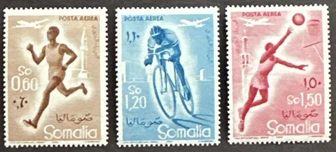Italian Somaliland 1958 Set of 3 Air Mail MVLH OG Sc# C54-C56 Sports Cover