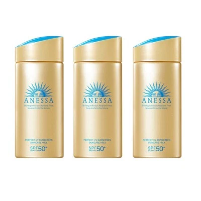 (Pack de 3) Anessa Perfect Protector Solar UV Cuidado de la Piel Leche FPS 50+ ~ 90 ml Foto 1 de 3