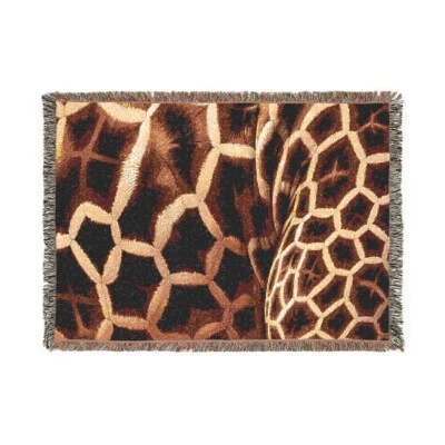 Giraffe Skin Print Woven Throw  Blanket, Modern Animal Print Quilt Tapestry  - image 1 of 2