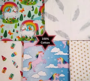 PATCHWORK NEW FABRIC Unicorn 100% Cotton Horse Magic POPLIN Material Quilting - Picture 1 of 7