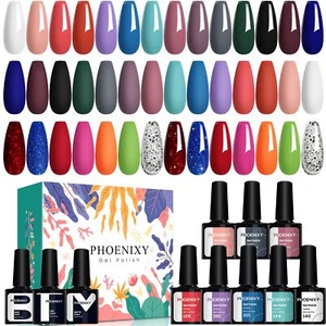 24 PCS Gel Nail Polish Set, Gel Nail Polish Kit with Base Gloss Matte Top Coat - Picture 1 of 7