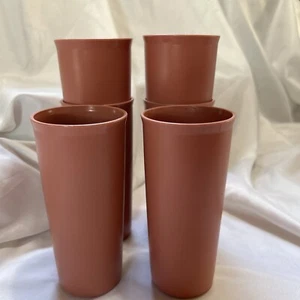 Set Of 6 Dusty Rose Drinking Glasses #115 Stackable Unbreakable USA VTG - Picture 1 of 6