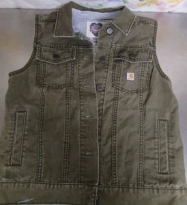 Vintage Carhartt Damen grün Baumwolle Denim Weste Detroit Small (4-6) #100316 - Bild 1 von 18
