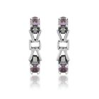 Handmade 925 Sterling Silver Natural Purple Amethyst  Round Earring