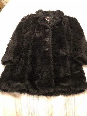 Abrigo de piel sintética negro talla 12 azúcar caramelo totalmente forrado dos bolsillos laterales Foto 1 de 4