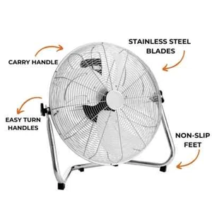 18" Chrome Floor Fan High Velocity Free Standing Metal Fan 3 Speed 100W Motar - Picture 1 of 1