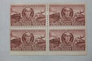 Bloque de 4 estampillas Casey Jones Railroad Engineers of America de $0,03 centavos - Imagen 1 de 1