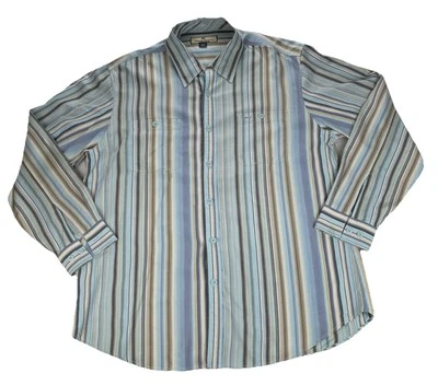 Camisa de vestir Tommy Bahama para hombre 100 % seda manga larga abotonada azul talla XL Foto 1 de 4