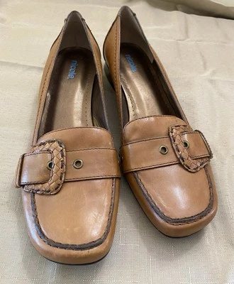 Zapatos Mocasines Nicole Saddle Cuero Marrón Hebilla 9 M Preppy Dark academia Foto 1 de 4