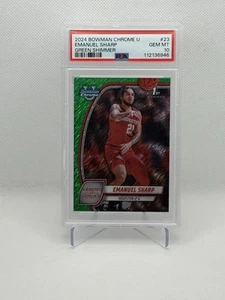 Bowman Chrome U-Emanuel Sharp #23 Green Shimmer 2024-25 (GEMA MT PSA 10) - Imagen 1 de 2
