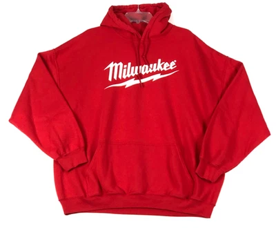Milwaukee Power Tools Hoodie Mens 2XL Red Pullover Sweatshirt Gildan Dry Blend - Image 1 of 4