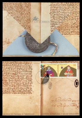 DR WHO 1994 PORTUGAL FDC COLUMBUS TREATY OF TORDESILLAS MAXIMUM CARD w15744 - Image 1 of 3