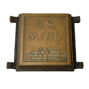 Vintage Antique Brass Cutler Mailing System Chute Post Office Lobby Panel - Picture 1 of 10