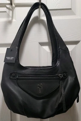 NWT Vera Wang Women's Purse Black Shoulder Bag Pockets vegan Leather *read*  - Image 1 of 4