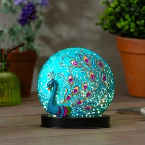 Peacock LED Glass Table Décor, 6.25"H - Picture 1 of 3