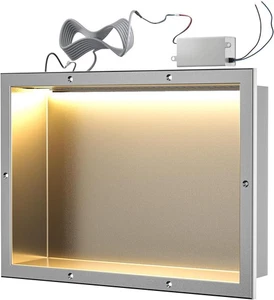 Nicho de ducha listo para azulejos con LED 12'x18'', cepillado  - Imagen 1 de 7