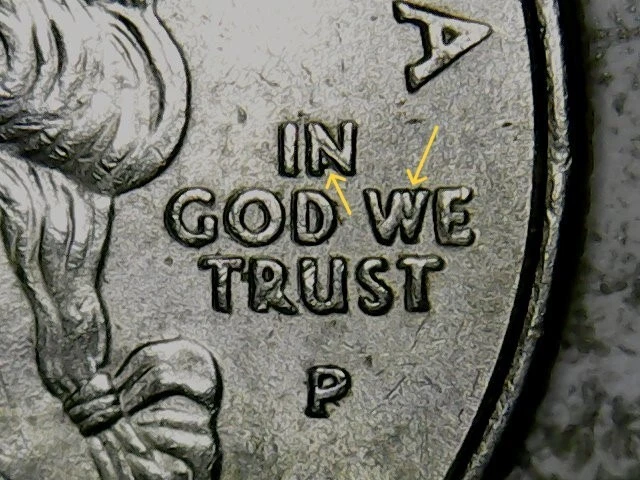 2000-P Massachusetts State Quarter ERROR Obverse Die Chips "IGWT".......A27 - Image 1 of 4