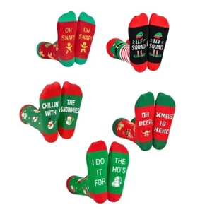 Christmas Funny Letter Santa Snowman Socks Cotton Holiday Socks for Unisex - Picture 1 of 13
