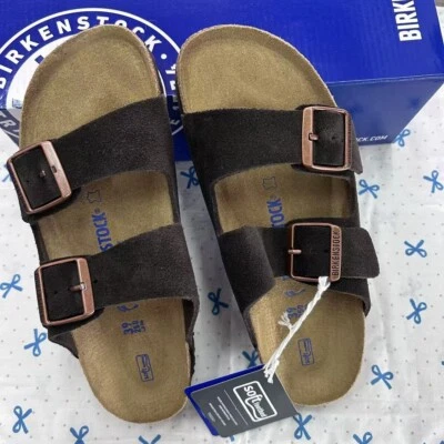 Birkenstock Arizona Mocha Suede Leather Women's Sandals Narrow 37-41/Wide 42-45 - Image 1 of 4