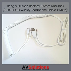 Bang & Olufsen BeoPlay 3.5mm Mini Jack to USB-C AUX Audio Headphone Cable WHT S1 - Imagen 1 de 24