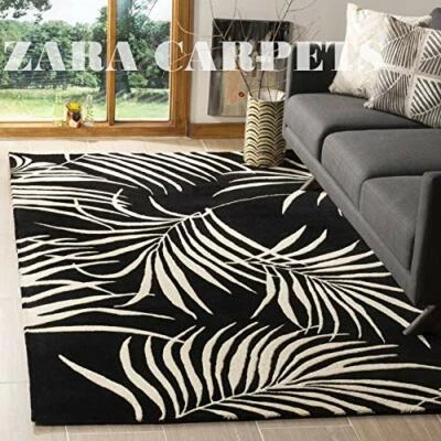 Hand Made Carpets And Rugs Black  Solid Plain Hand Tufted 4 x 6 ft - Image 1 of 3