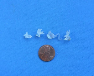 4 Dollhouse miniature hand Blown Glass Figurines lot 2mice, bear, bird - Picture 1 of 3