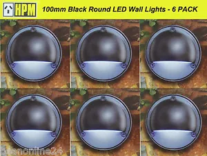 6 x 100mm Round Outdoor LED Wall & Step Lights Black - 12V Safe Low Voltage - Picture 1 of 5