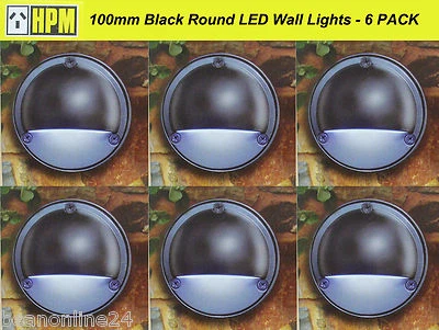 6 x 100mm Round Outdoor LED Wall & Step Lights Black - 12V Safe Low Voltage - image 1 of 4