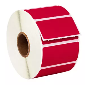 ZEBRA ELTRON 2x1 COLOR 2" x 1" RED Direct Thermal Labels - (50) Rolls of 1300 - Picture 1 of 8