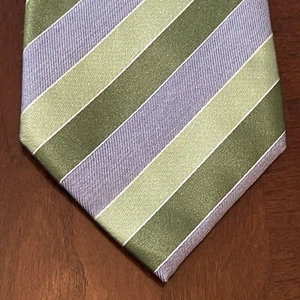 Geoffrey Beene Green Blue Hand Made 100% Silk Men’s Neck Tie Made In China - Picture 1 of 9