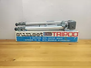 Sunset GD-3000 Tripod Original Box Pan Tilt 3 Sections Center Brace Extends 56" - Picture 1 of 21