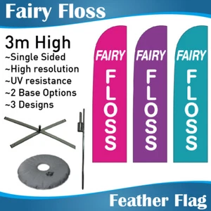 3m Outdoor FAIRY FLOSS Flag Feather Banner Feather Flags - Picture 1 of 11