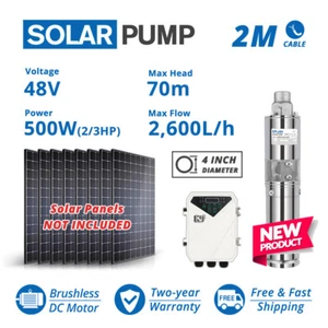 4" DC Screw Well Solar Water Bore Pump 48V 500W MPPT Controller Submersible 70m - Picture 1 of 9