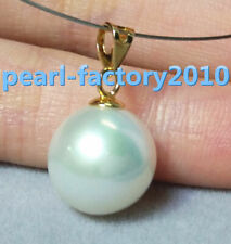round 12-11 mm HUGE AAA White natural 14k gold pearl  south  sea pendant