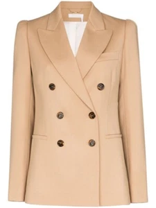 NWT CHLOE Double Breasted Stretch Wool Blazer In Soft Tan size 42 Retail $2595 - Picture 1 of 10