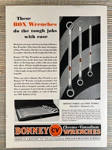 Bonney Chrome Vanadium Box Wrenches CV Tools Allentown PA 1931 Vintage Print Ad - Picture 1 of 1
