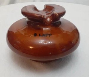 ** (1) Antique Medium Brown Ceramic Porcelain Electric Insulator ( 7 x 4 1/2" ) - Picture 1 of 5