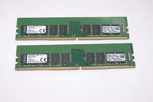 32GB 2 x 16GB Kingston Desktop ECC Unbuffered UDIMM DDR4 2133MHZ KVR21E15D8/16 - Picture 1 of 5