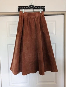 Maxi Falda Vintage Cuero Apostrofe Talla M Marrón Tostado Costuras Chevron  - Imagen 1 de 17