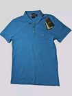 Men's BOSS Square Patch Logo Slim Fit Pique Polo Shirt Size L Blue NWT