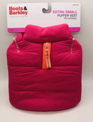 BOOTS & BARKLEY Chaleco acolchado para perro rosa neón forrado de lana cremallera XS NUEVO Foto 1 de 4