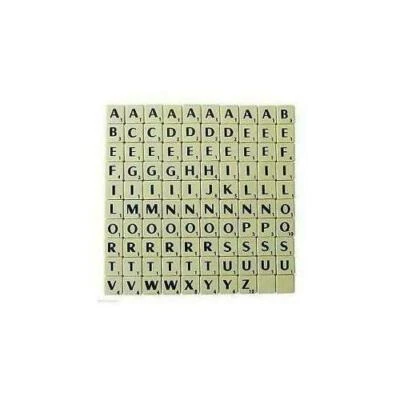 TILES IVORY/BLACK LETTERS FULL SET 100 PIECES -PLASTIC IVORY COLOURED - Image 1 of 4